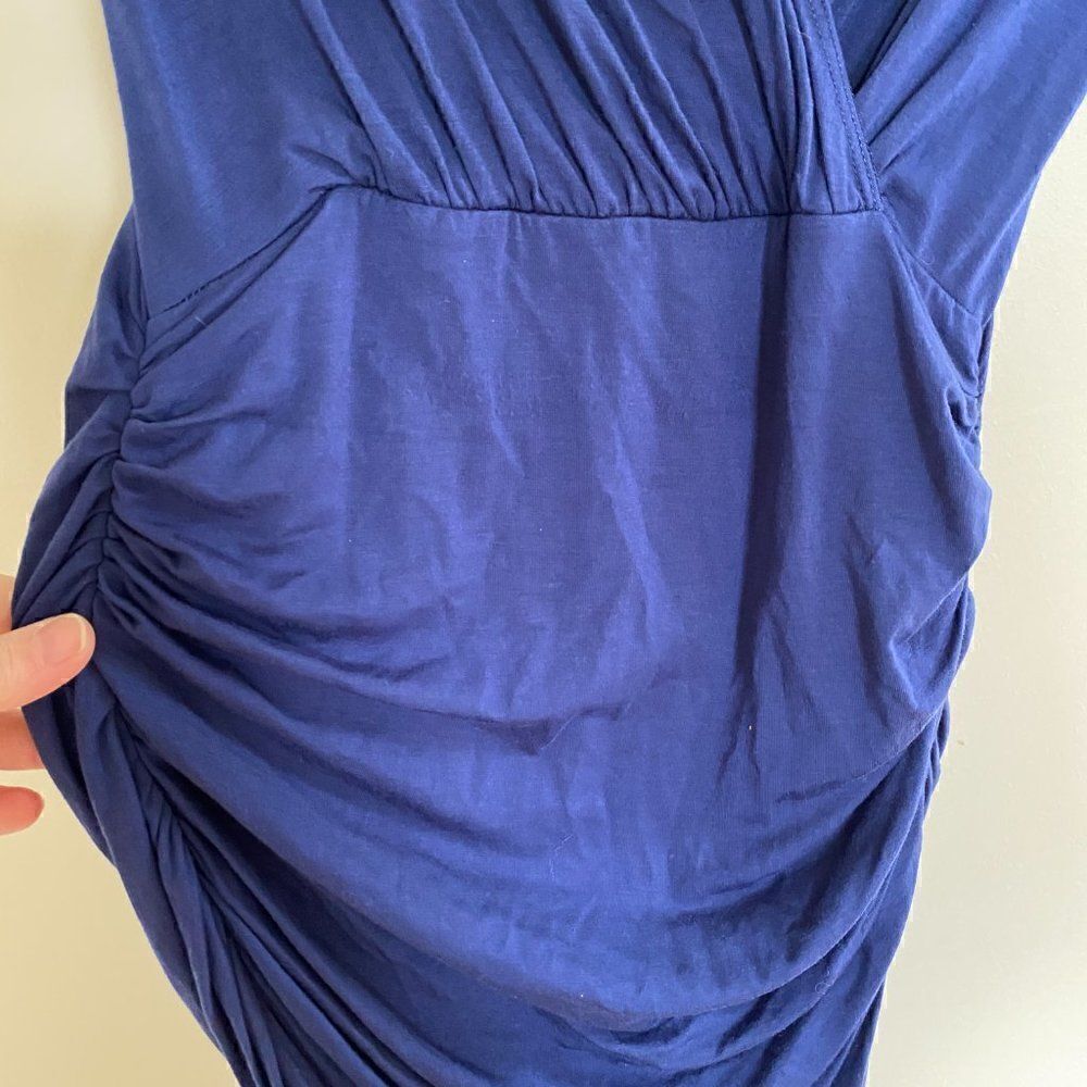 Arden B Wrap Shirred Bodycon Mini Dress Blue Size Small - Picture 2 of 5